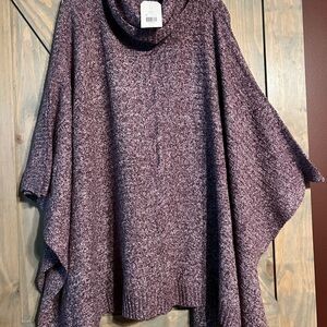 Wonderly Marled Plum Sweater Poncho